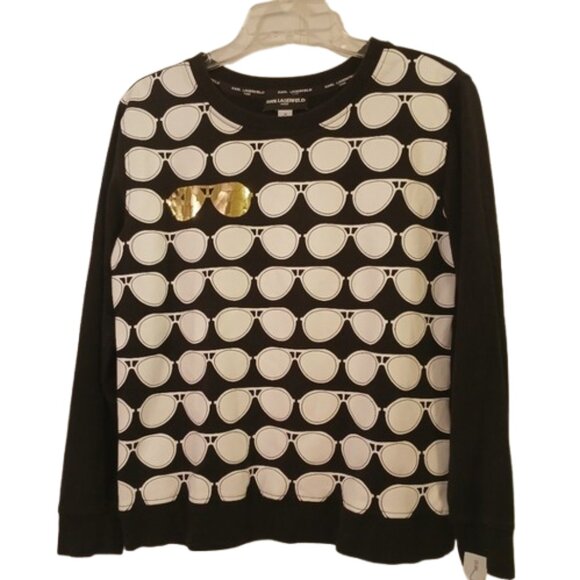 Karl Lagerfeld Sunglasses Print Top – Iconic Style with a Playful Twist Size S - Picture 2 of 5